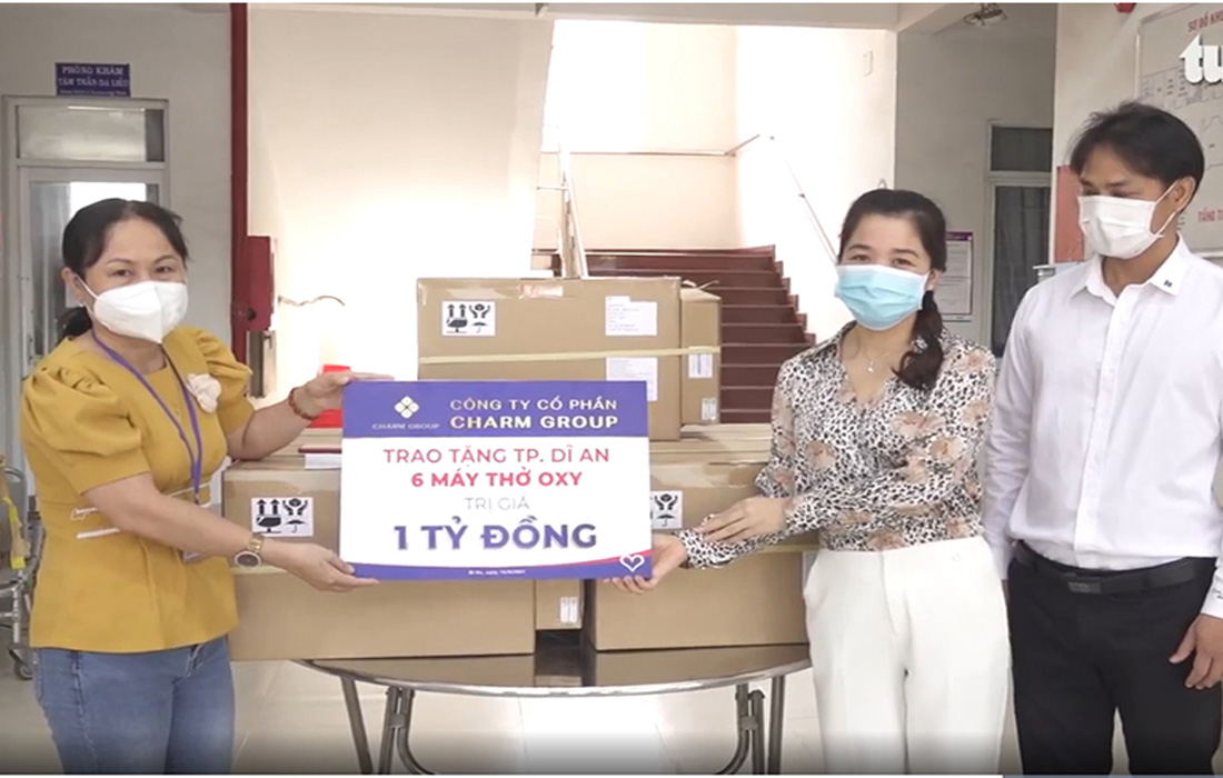 CHARM GROUP TRAO TẶNG TP. DĨ AN NHIỀU MÁY THỞ TRỊ GIÁ 1 TỶ ĐỒNG